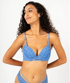 GEMO Soutien-gorge push-up en dentelle graphique à entre-bonnet fantaisie femme bleu standard