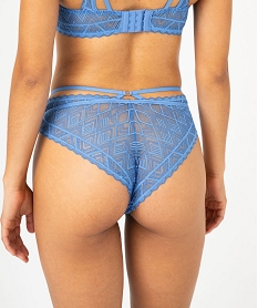 shorty en dentelle graphique a brides elastiques femme bleu shortiesF363801_2