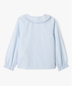 chemise rayee a manches longues avec col claudine fille bleuF364301_4