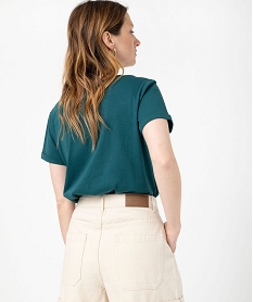 tee-shirt manches courtes avec motif brode femme vert t-shirts manches courtesF365101_3