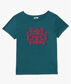 tee-shirt manches courtes avec motif brode femme vert t-shirts manches courtesF365101_4