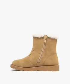 bottines fille fourrees a zip avec doublure duveteuse debordante beige standardF366001_3