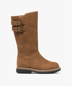 GEMO Bottes fille effet grainé avec brides fantaisie et à zip marron standard