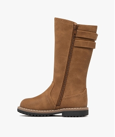 bottes fille effet graine avec brides fantaisie et a zip marron standardF366501_3