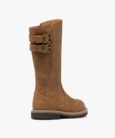 bottes fille effet graine avec brides fantaisie et a zip marron standardF366501_4
