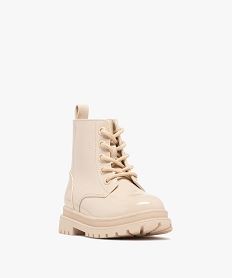 bottines fille vernies a lacets et a zip interieur semelle crantee beige standardF366601_2