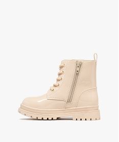 bottines fille vernies a lacets et a zip interieur semelle crantee beige standardF366601_3