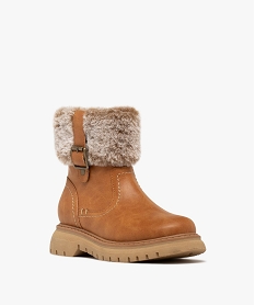boots fille fourrees a zip avec col duveteux et semelle epaisse crantee beige standardF366901_2