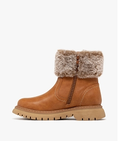 boots fille fourrees a zip avec col duveteux et semelle epaisse crantee beige standardF366901_3