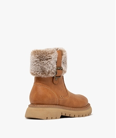 boots fille fourrees a zip avec col duveteux et semelle epaisse crantee beige standardF366901_4
