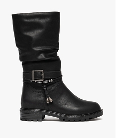 bottes fille effet plisse avec brides fantaisie et a zip noir vifF367101_1