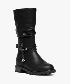 bottes fille effet plisse avec brides fantaisie et a zip noir vifF367101_2