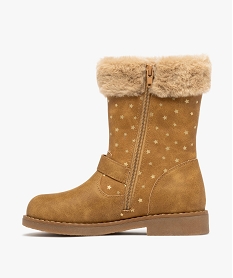 bottines fille fourrees et a col duveteux avec etoiles brillantes beige standardF367201_3