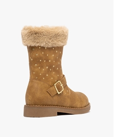 bottines fille fourrees et a col duveteux avec etoiles brillantes beige standardF367201_4