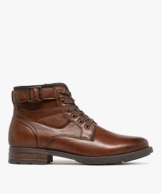 GEMO Boots homme style vintage avec bride fantaisie et à lacets Brun