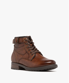 boots homme style vintage avec bride fantaisie et a lacets brunF368401_2
