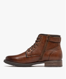 boots homme style vintage avec bride fantaisie et a lacets brunF368401_3
