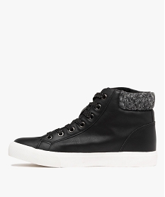 baskets femme montantes avec col en maille a lacets et zip fantaisie noir standard baskets montantesF368601_3