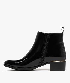 bottines femme vernies style chelsea a zip et bout amande avec lisere dore noir standard bottines et bootsF368701_3