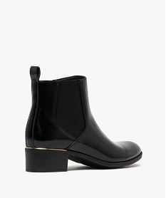 bottines femme vernies style chelsea a zip et bout amande avec lisere dore noir standard bottines et bootsF368701_4
