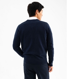 gilet a col v en maille fine homme bleu giletsF371001_3
