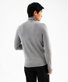 pull fin a col roule maille fantaisie sur l’avant homme gris pullsF371501_3