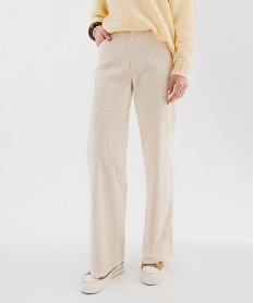pantalon large en velours cotele femme beige pantalonsF372001_1