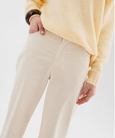 pantalon large en velours cotele femme beige pantalonsF372001_2
