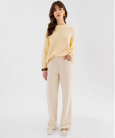 pantalon large en velours cotele femme beige pantalonsF372001_4
