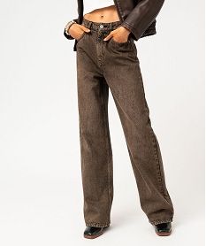 jean wide legs taille haute femme brun wide legF372301_2