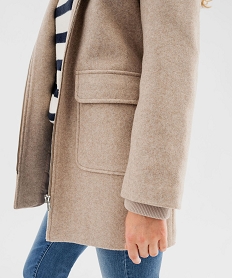 manteau droit zippe a capuche femme beige manteauxF372701_2