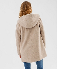 manteau droit zippe a capuche femme beige manteauxF372701_3