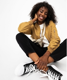 GEMO Blouson en toile avec manches froncées femme marron vif