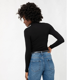 tee-shirt manches longues a col roule femme noir t-shirts manches longuesF374001_3