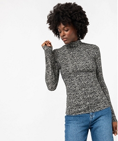 tee-shirt manches longues et col roule imprime femme noir t-shirts manches longuesF374301_2