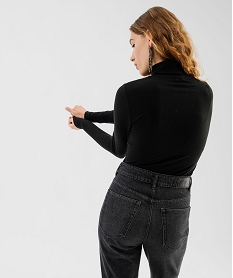 tee-shirt a manches longues avec col roule femme noir t-shirts manches longuesF374401_3