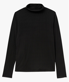 tee-shirt a manches longues avec col roule femme noir t-shirts manches longuesF374401_4
