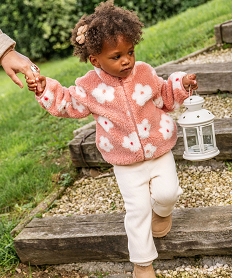 pantalon en velours cotele avec doublure polaire bebe fille beige leggingsF374901_4