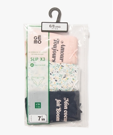 GEMO Culottes en coton stretch motifs romantiques fille (lot de 3) Multicolore