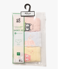 GEMO Shorties en coton stretch à motifs animaux fille (lot de 3) Multicolore