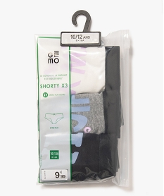 GEMO Shorties en coton stretch inscriptions US fille (lot de 3) Multicolore
