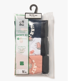 GEMO Shorties en coton stretch motifs festifs fille (lot de 3) Multicolore