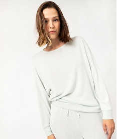 haut de pyjama a manches chauve-souris femme vert hauts de pyjamaF377301_2