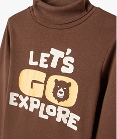 tee-shirt manches longues a col roule avec inscription garcon brun tee-shirtsF378001_2