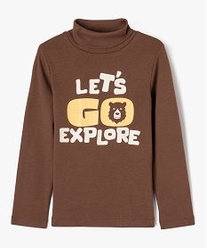 tee-shirt manches longues a col roule avec inscription garcon brun tee-shirtsF378001_4