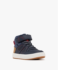 boots garcon fourrees a scratch avec semelle epaisse rainuree[missing] bleuF379701_2