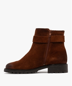 boots zippees dessus cuir suede a semelle crantee femme marron standard bottines et bootsF380701_3