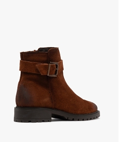 boots zippees dessus cuir suede a semelle crantee femme marron standard bottines et bootsF380701_4