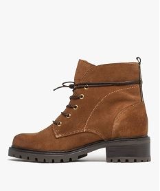 boots fourres en cuir a semelle crantee femme brun bottines fourreesF381101_3