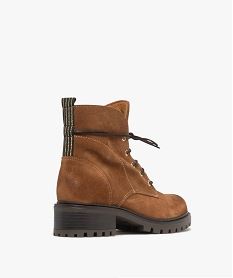 boots fourres en cuir a semelle crantee femme brun bottines fourreesF381101_4